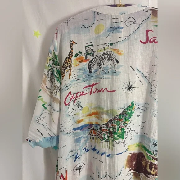 Gap Love Dreamwell Print Crinkle Popover Linen Blend Oversized Shirt Dress  M - Picture 14 of 16